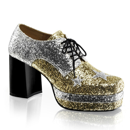 Funtasma Zapato de hombre bajo GLAMROCK-02 Slv-Gold Brillo