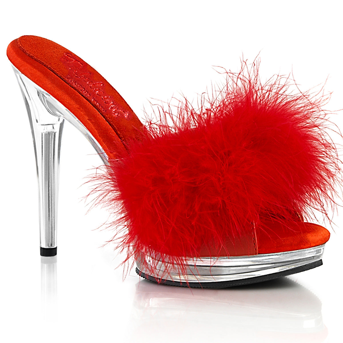 Fabulicious  Sandalias GLORY-501F-8 Red Faux Cuero-Fur / CLR