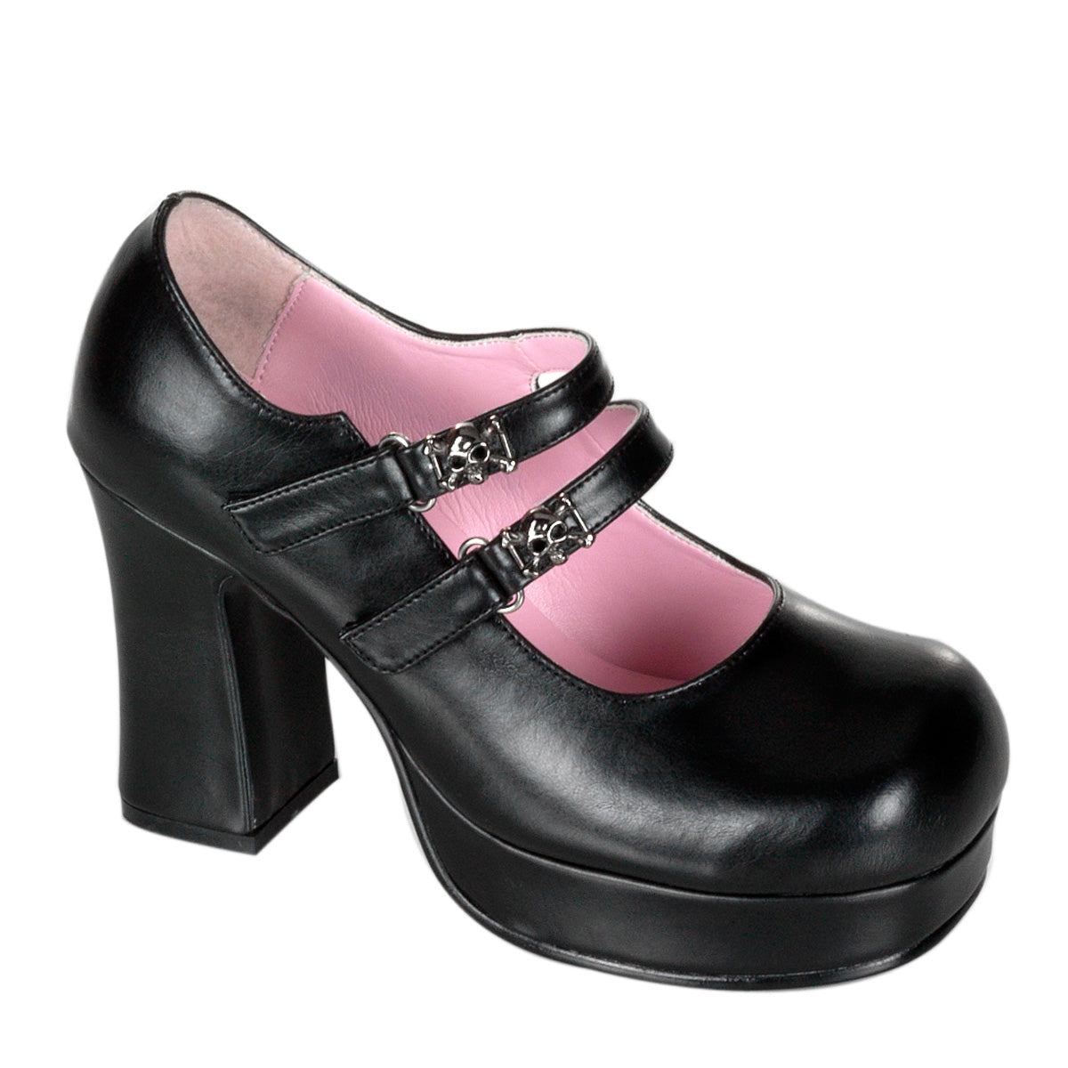 DemoniaCult Bombas de mujer GOTHIKA-09 BLK de cuero vegano
