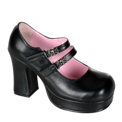 DemoniaCult Bombas de mujer GOTHIKA-09 BLK de cuero vegano