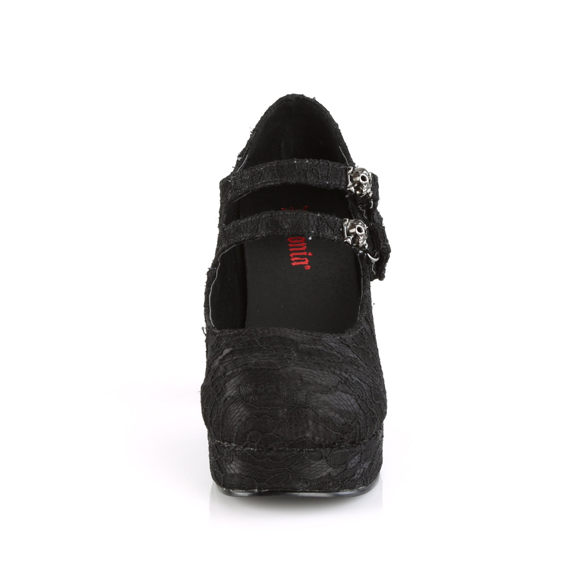 DemoniaCult Bombas de mujer GOTHIKA-09 BLK Lacera de satén