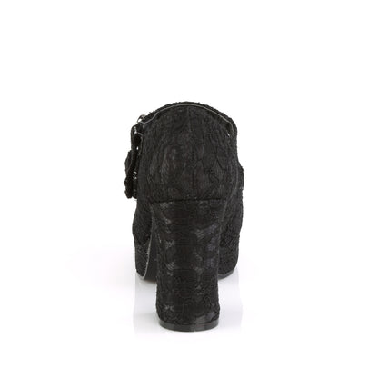 DemoniaCult Bombas de mujer GOTHIKA-09 BLK Lacera de satén