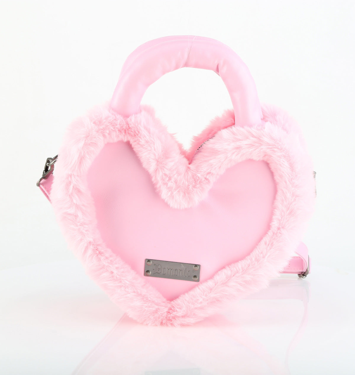 DemoniaCult Women's Handbags HB-631 B. PINK VEGAN LEATHER-FAUX FUR