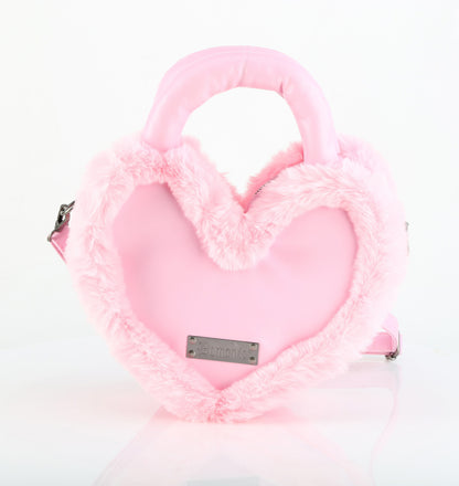 DemoniaCult Women's Handbags HB-631 B. PINK VEGAN LEATHER-FAUX FUR
