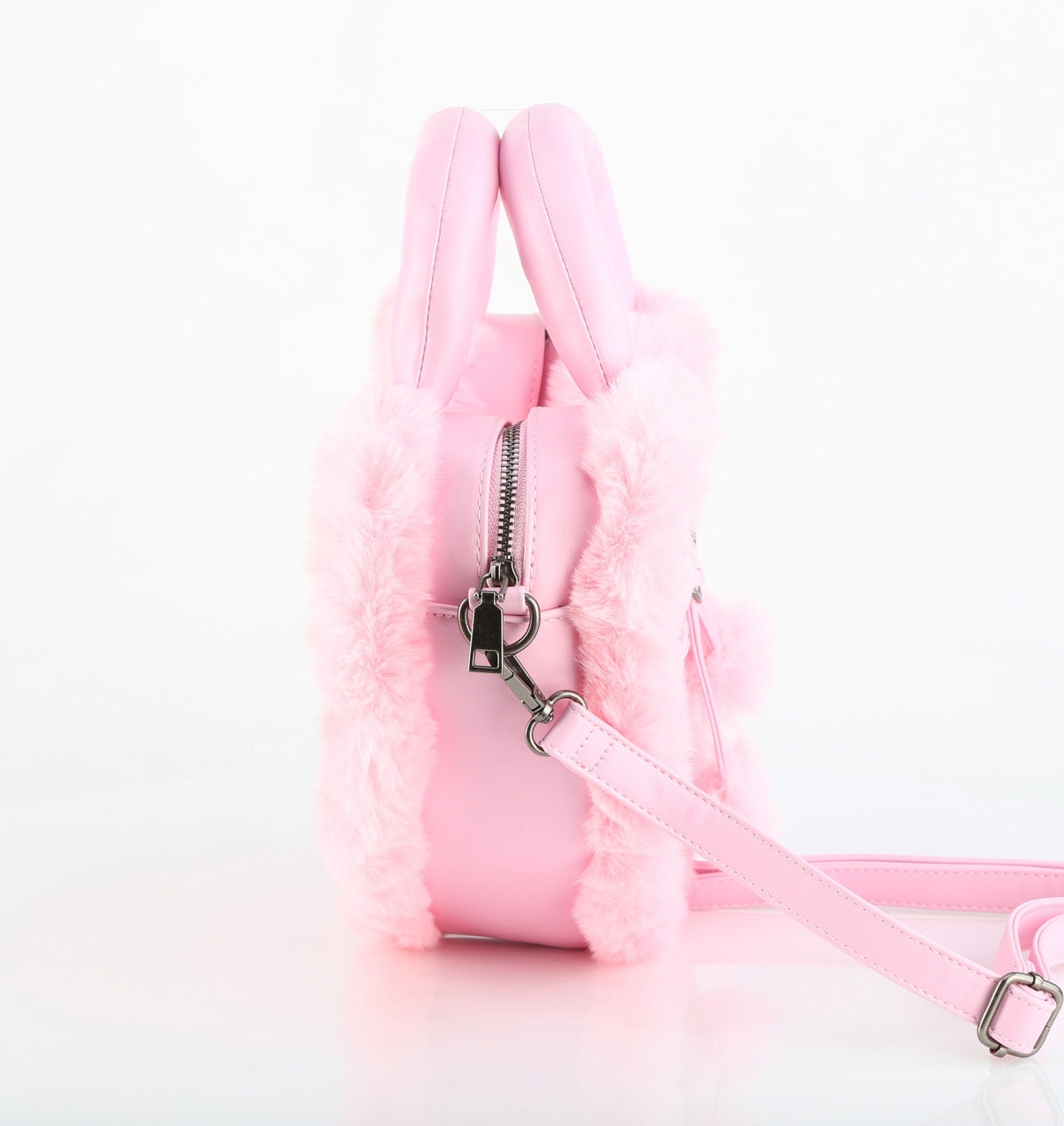 DemoniaCult Women's Handbags HB-631 B. PINK VEGAN LEATHER-FAUX FUR