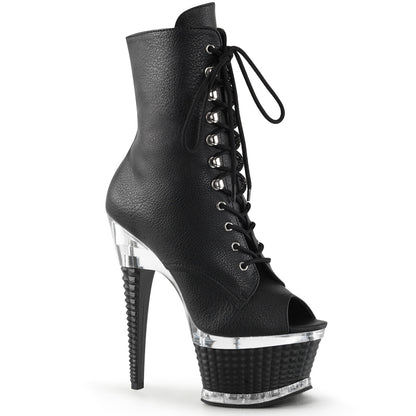 Pleaser Botas de tobillo para mujer ILLUSION-1021 Blk Faux Cuero / Blk Mate