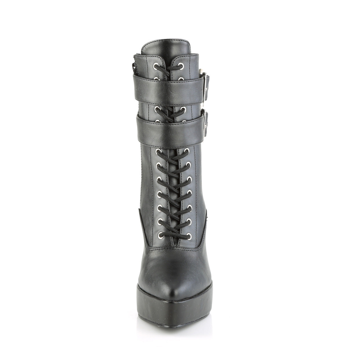Devious Bombas para mujer INDULGE-1026 Blk Faux Cuero