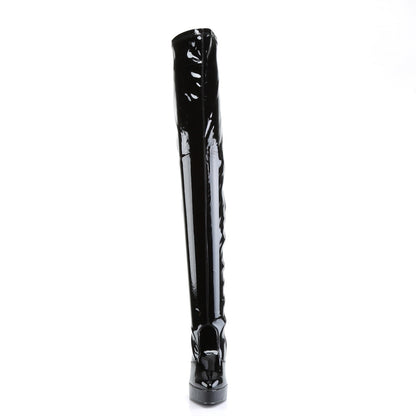 Devious Womens Pumps INDULGE-3000 Blk Str Pat