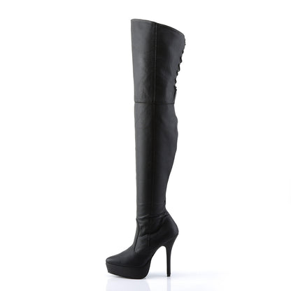 Devious Bombas para mujer INDULGE-3011 Blk Cuero (P)