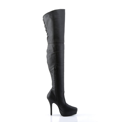 Devious Bombas para mujer INDULGE-3011 Blk Cuero (P)