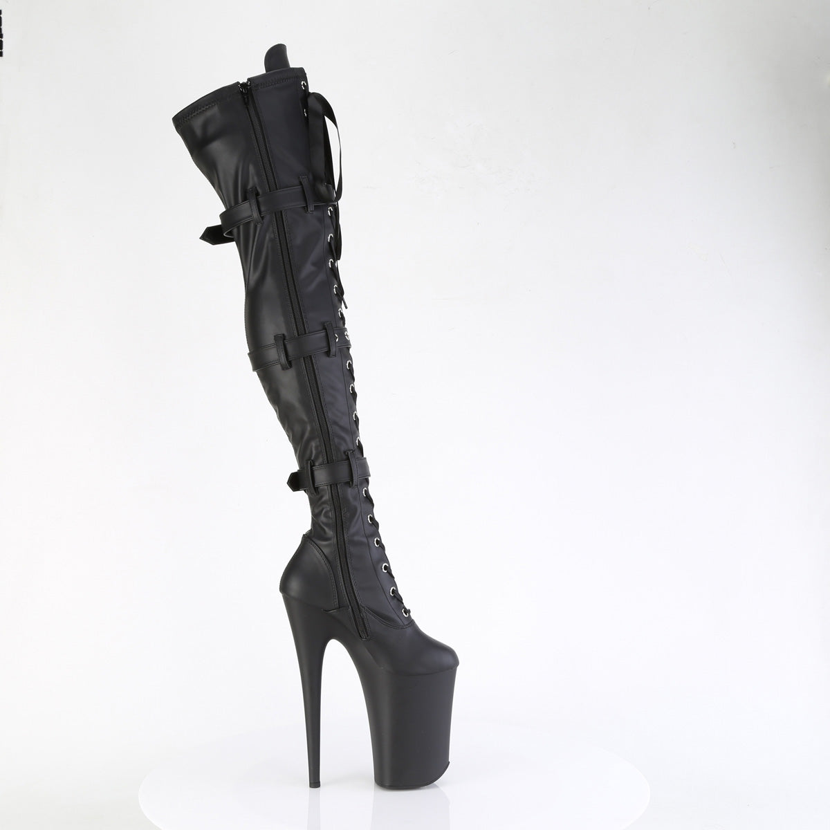 Pleaser   INFINITY-3028 Blk str faux le/blk mate