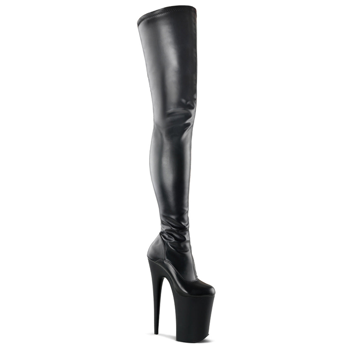 Pleaser Womens Boots INFINITY-4000 Blk Str Faux Leather/Blk Matte