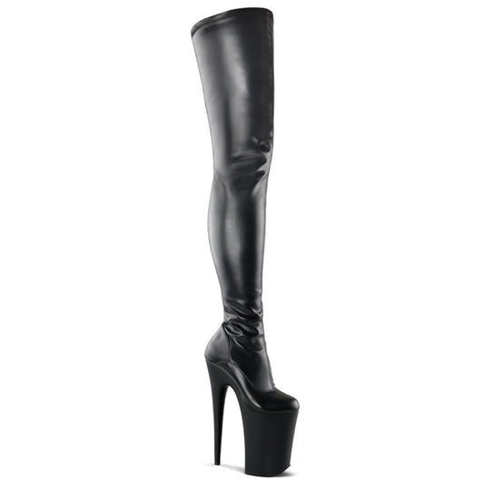 Pleaser Womens Boots INFINITY-4000 Blk Str Faux Leather/Blk Matte