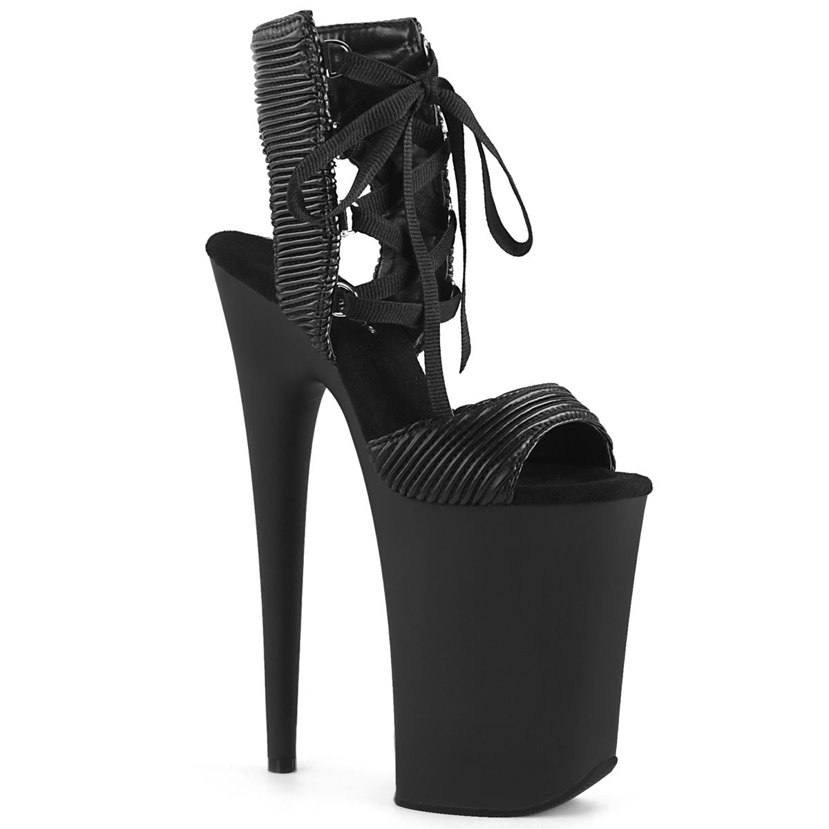 Pleaser Sandalias para mujer INFINITY-900-14 BLK CUERO FAUX COLILADO / BLK MATE