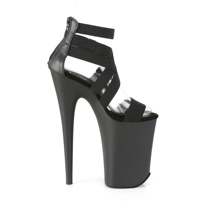 Pleaser Womens Sandals INFINITY-969 Blk Elastic Band-Faux Leather/Blk Matter