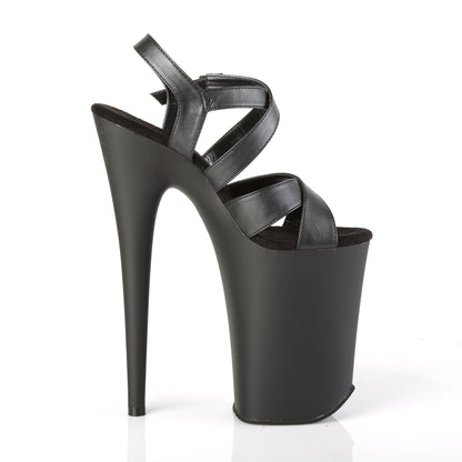 Pleaser Womens Sandals INFINITY-997 Blk Faux Leather/Blk Matte
