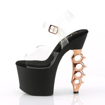 Pleaser Sandalias para mujer IRONGRIP-708 clr / blk mate-cobre cepillado