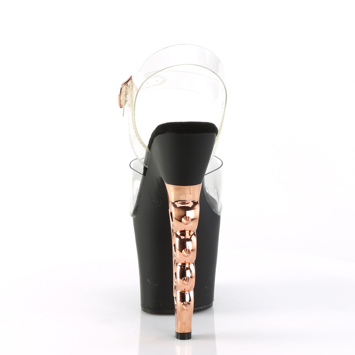 Pleaser Sandalias para mujer IRONGRIP-708 clr / blk mate-cobre cepillado