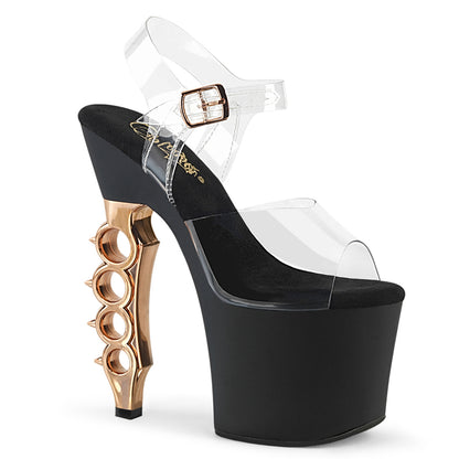 Pleaser Sandalias para mujer IRONGRIP-708 clr / blk mate-cobre cepillado