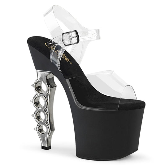 Pleaser Sandalias para mujer IRONGRIP-708 clr / blk mate-slv cepillado