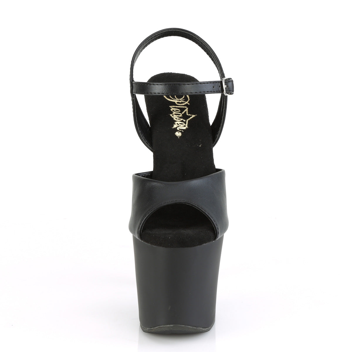 Pleaser Sandalias para mujer IRONGRIP-709 blk f.leather / blk mate-slv cepillado