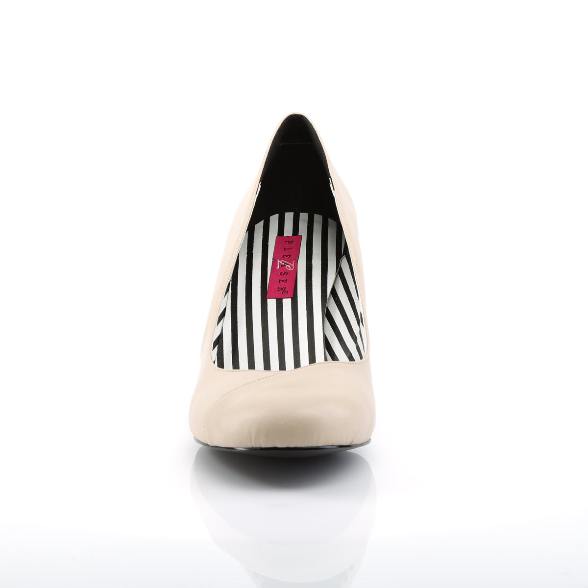 Pleaser Pink Label Womens Pumps JENNA-01 Cream Faux Leather