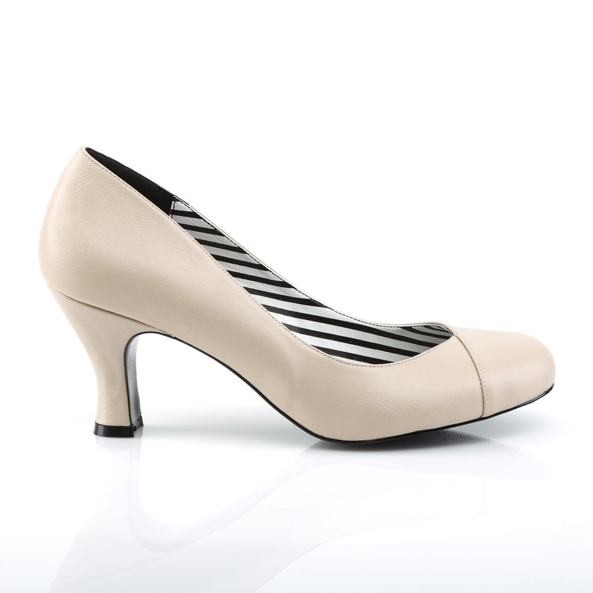 Pleaser Pink Label Womens Pumps JENNA-01 Cream Faux Leather