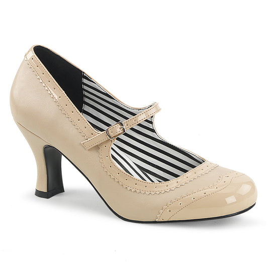 Pleaser Pink Label Bombas para mujer JENNA-06 Crema Faux Cuero-Pat