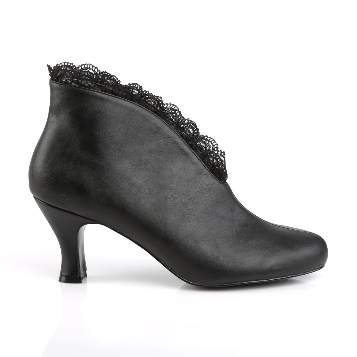 Pleaser Pink Label Botas de tobillo para mujer JENNA-105 Blk Faux Cuero-Cordillo