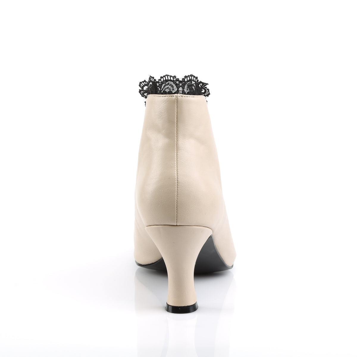 Pleaser Pink Label Botas de tobillo para mujer JENNA-105 Crema Faux Cuero-Blk Encaje