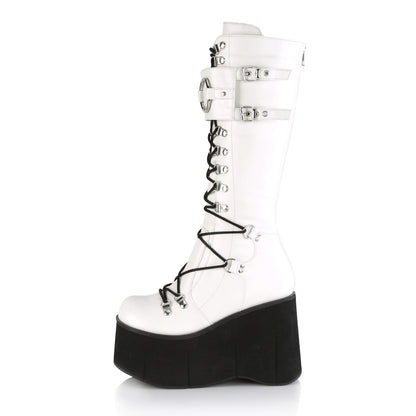 DemoniaCult Botas de mujer KERA-200 WHT cuero vegano