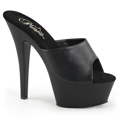 Pleaser Sandalias para mujer KISS-201 Blk Faux Cuero / Blk Mate