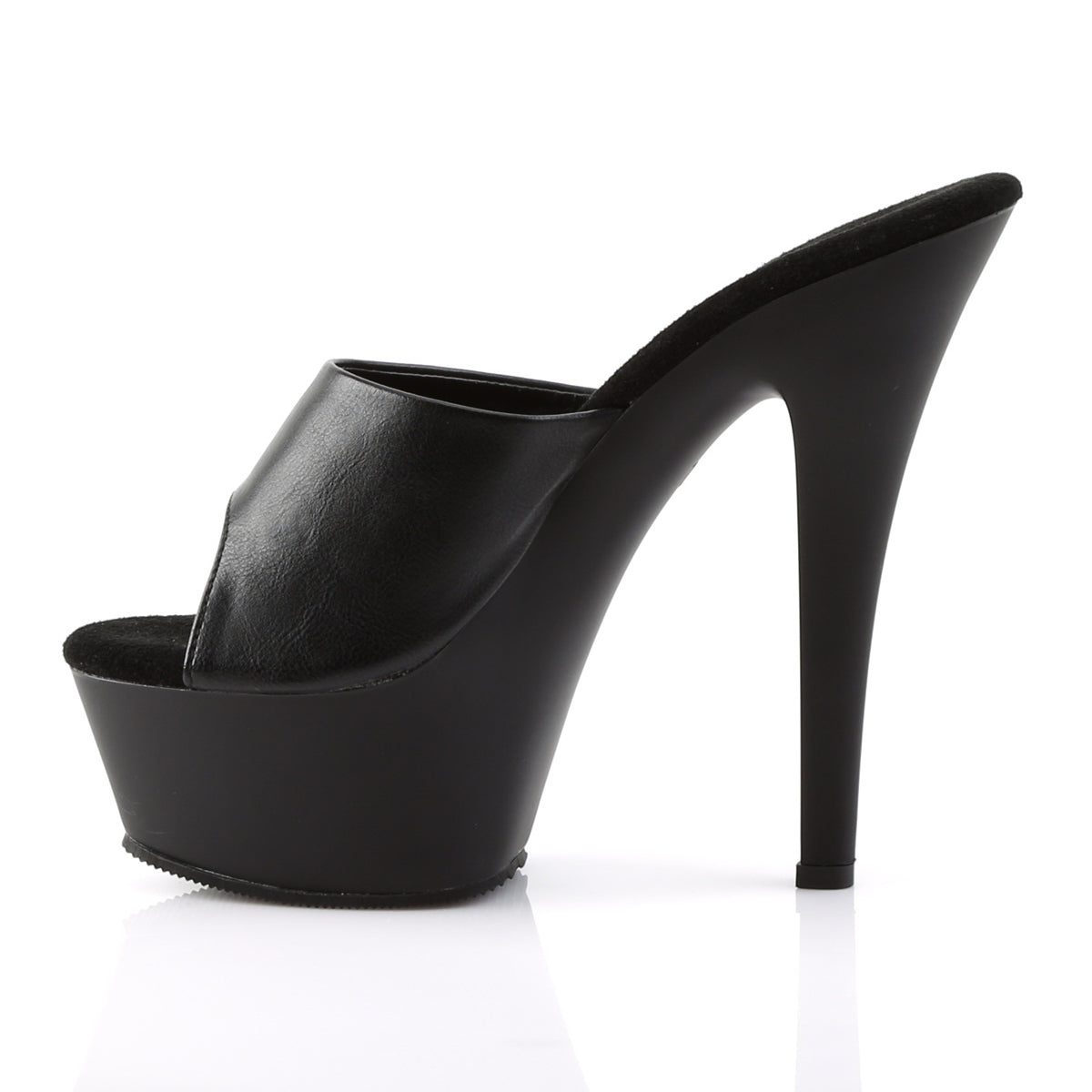 Pleaser Sandalias para mujer KISS-201 Blk Faux Cuero / Blk Mate