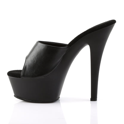 Pleaser Sandalias para mujer KISS-201 Blk Faux Cuero / Blk Mate