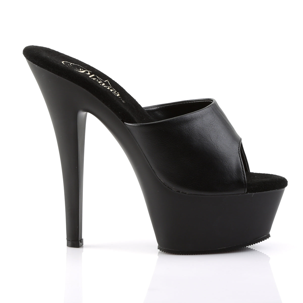 Pleaser Sandalias para mujer KISS-201 Blk Faux Cuero / Blk Mate