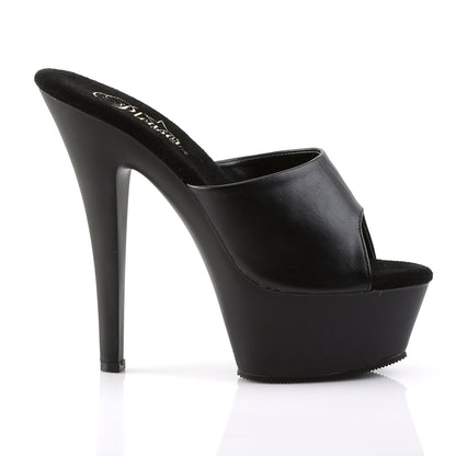 Pleaser Sandalias para mujer KISS-201 Blk Faux Cuero / Blk Mate