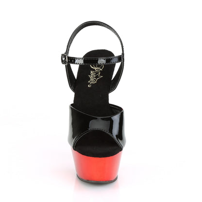 Pleaser Sandalias para mujer KISS-209 Blk Pat / Red Chrome