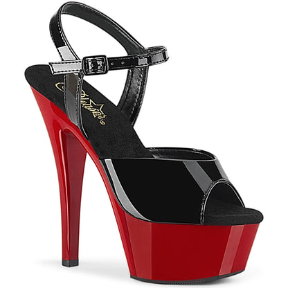 Pleaser Sandalias para mujer KISS-209 BLK PAT / RED