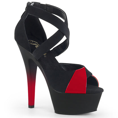 Pleaser Sandalias para mujer KISS-221 BLK Nubuck-Red Pat / Blk Matte-Red