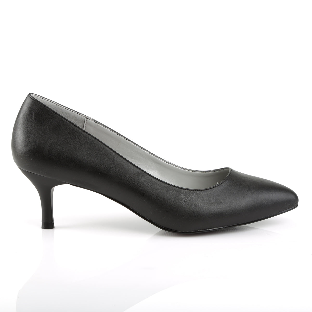 Pleaser Pink Label Bombas para mujer Kitten-01 Blk Faux Cuero