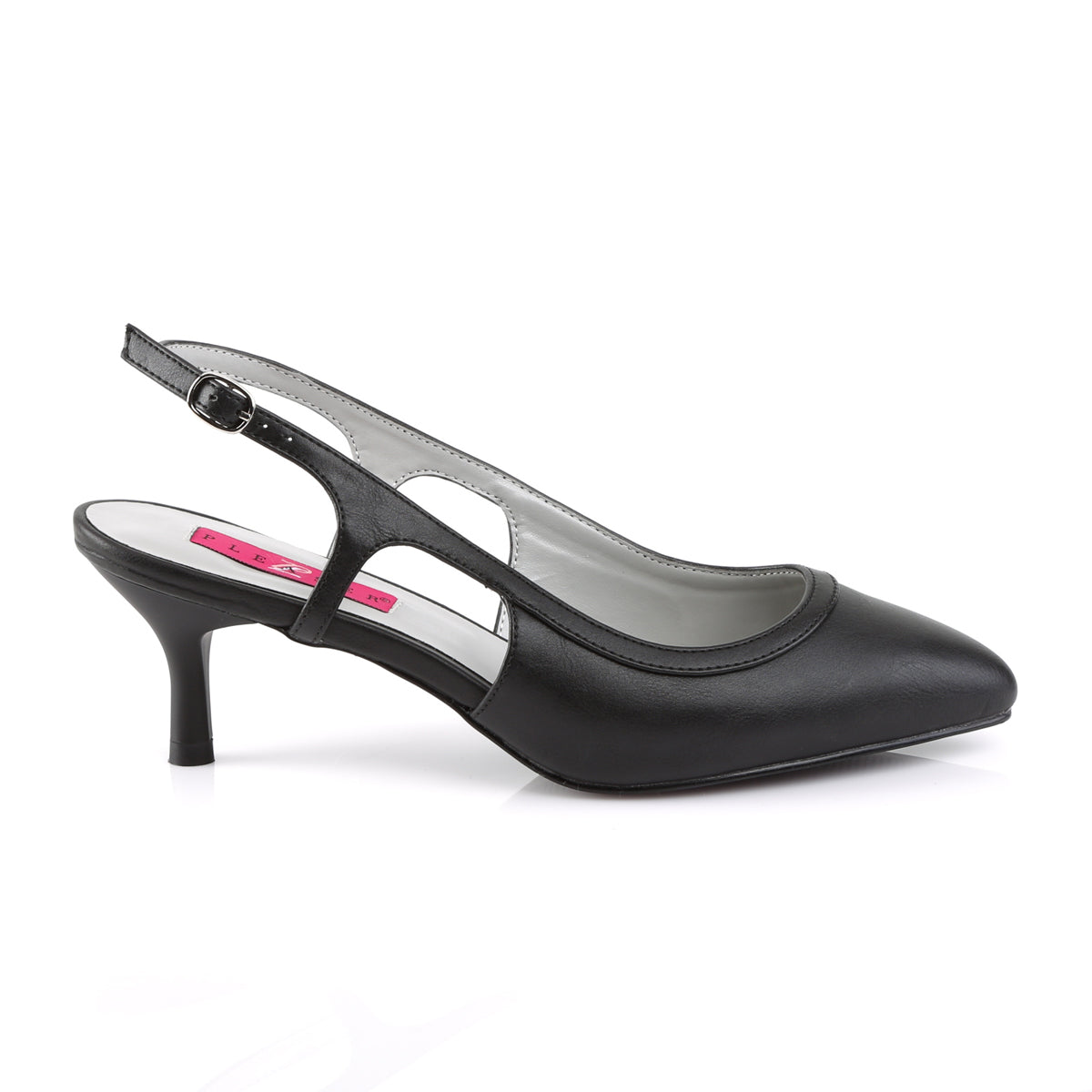 Pleaser Pink Label Bombas para mujer Kitten-02 Blk Faux Cuero