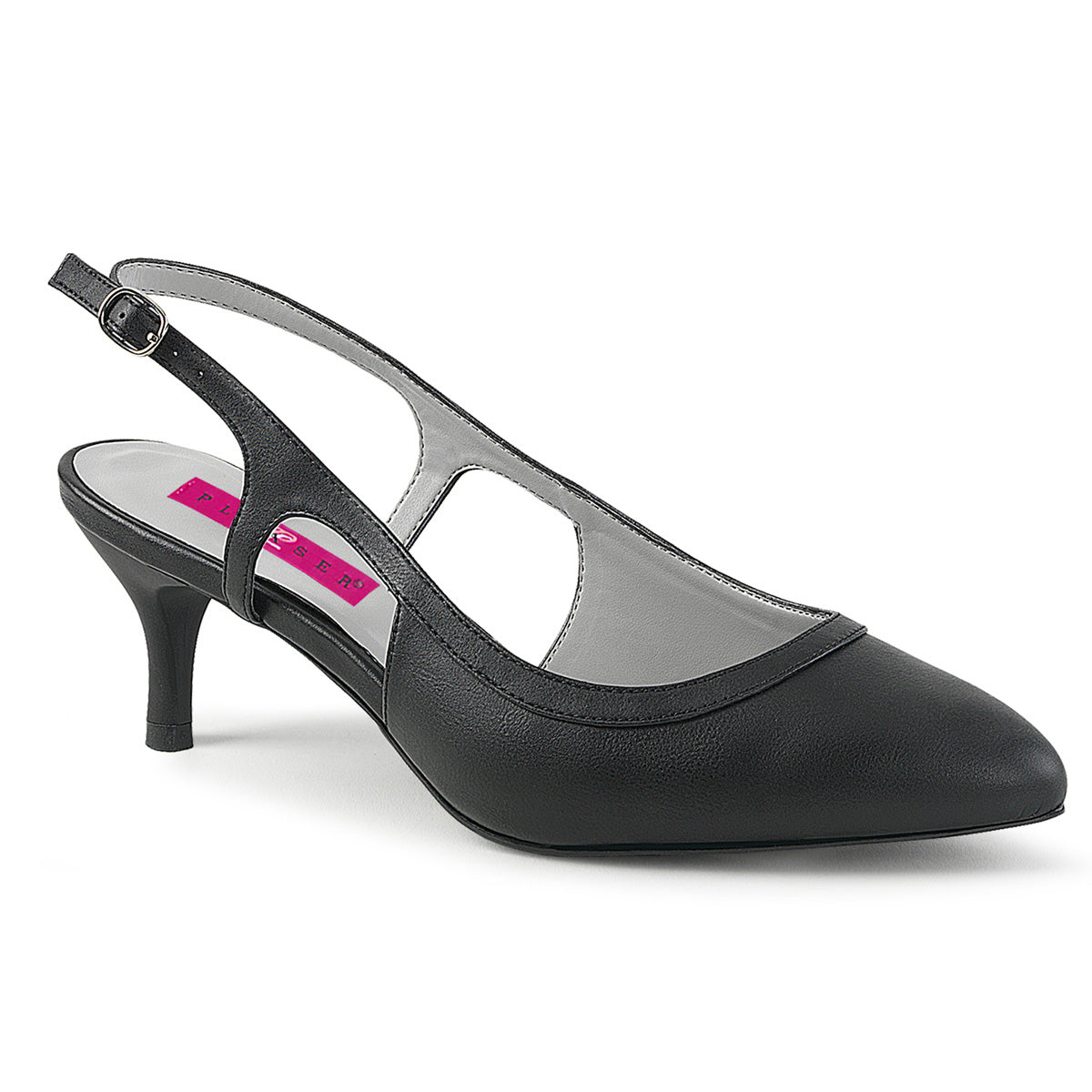 Pleaser Pink Label Bombas para mujer Kitten-02 Blk Faux Cuero