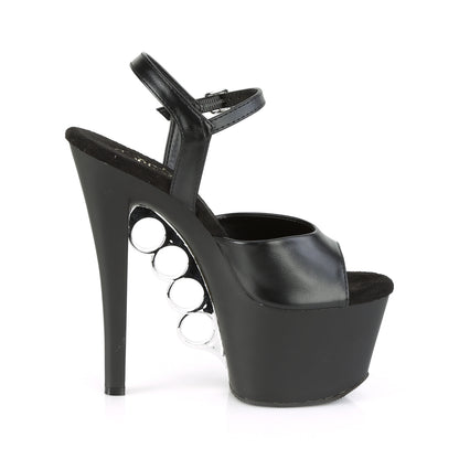 Pleaser Sandalias para mujer KNUCKS-709 BLK Faux Cuero / Blk Mate