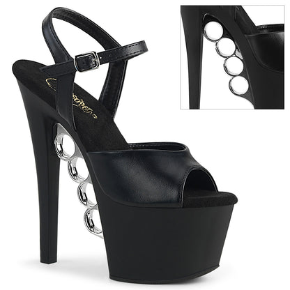 Pleaser Sandalias para mujer KNUCKS-709 BLK Faux Cuero / Blk Mate