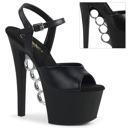 Pleaser Sandalias para mujer KNUCKS-709 BLK Faux Cuero / Blk Mate