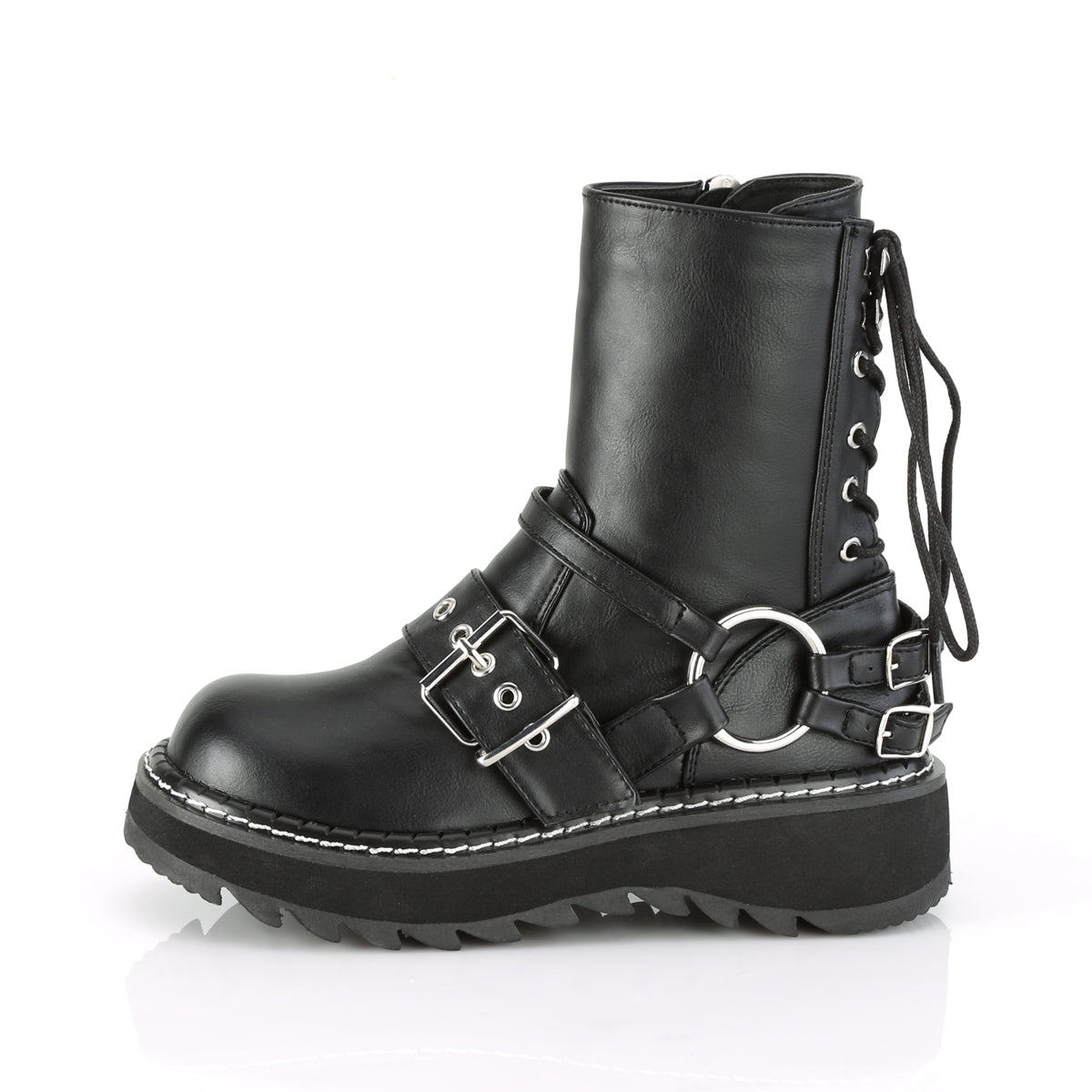 DemoniaCult Botas de mujer LILITH-210 BLK de cuero vegano