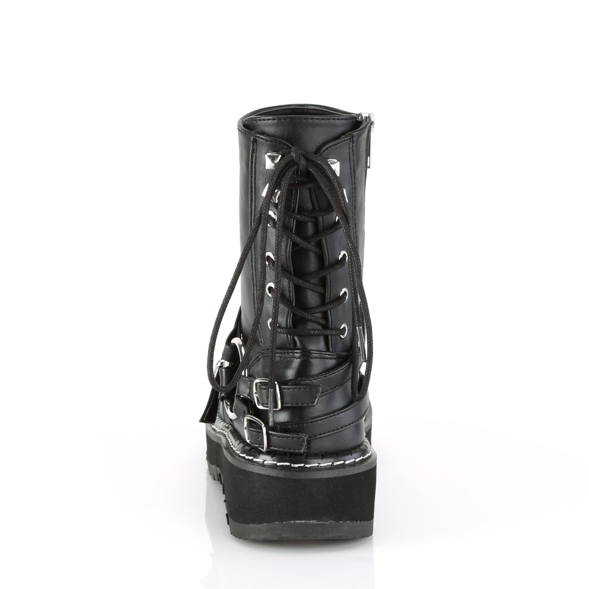 DemoniaCult Botas de mujer LILITH-210 BLK de cuero vegano