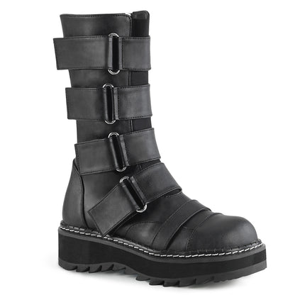 DemoniaCult Botas de mujer LILITH-211 BLK de cuero vegano