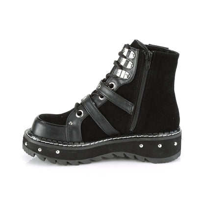 DemoniaCult Botas de tobillo para mujeres LILITH-278 BLK Vegan Leather-Vegan Suede