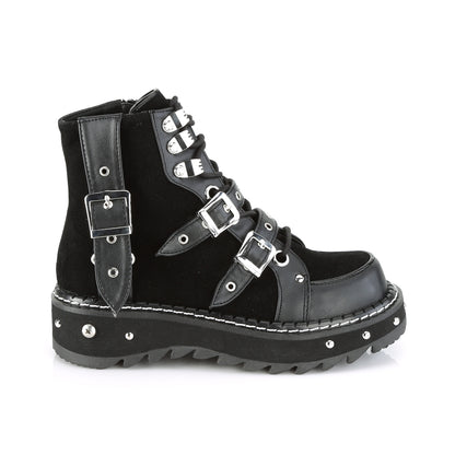 DemoniaCult Botas de tobillo para mujeres LILITH-278 BLK Vegan Leather-Vegan Suede